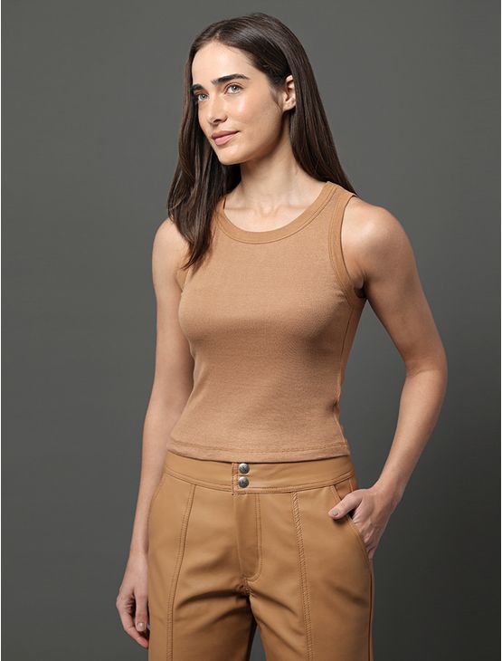 Regata Feminina Ribana Viscose Calvin Klein Jeans - Havana Regata Feminina Ribana Viscose Calvin Klein Jeans Havana Pp