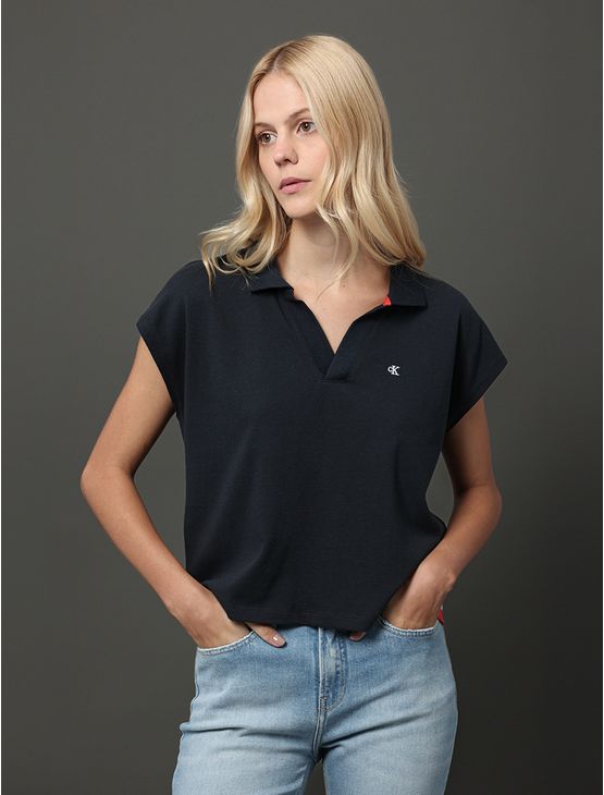 Polo Feminina Malhão Calvin Klein Jeans - Marinho Polo Feminina Malhão Calvin Klein Jeans Marinho Gg