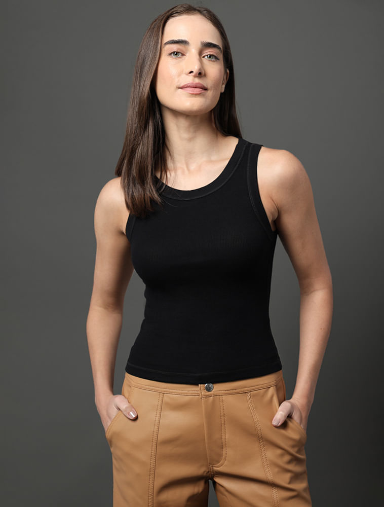 Regata Feminina Ribana Viscose Calvin Klein Jeans - Preto
