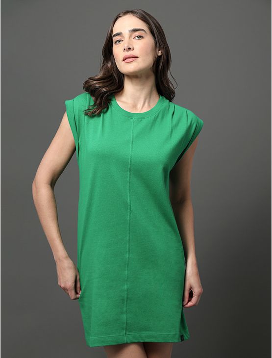 Vestido Feminino Pregas Ombro Calvin Klein Jeans - Verde Médio Vestido Feminino Pregas Ombro Calvin Klein Jeans Verde Médio Pp
