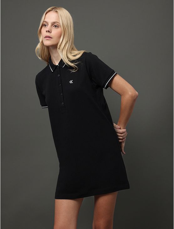 Vestido Feminino Polo Piquet Duplo Calvin Klein Jeans - Preto Vestido Feminino Polo Piquet Duplo Calvin Klein Jeans Preto Pp