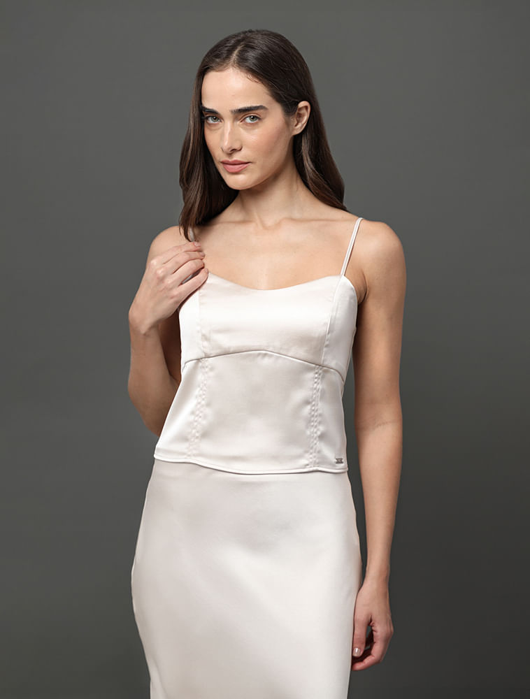 Top Feminino Acetinado Calvin Klein Jeans - Off White