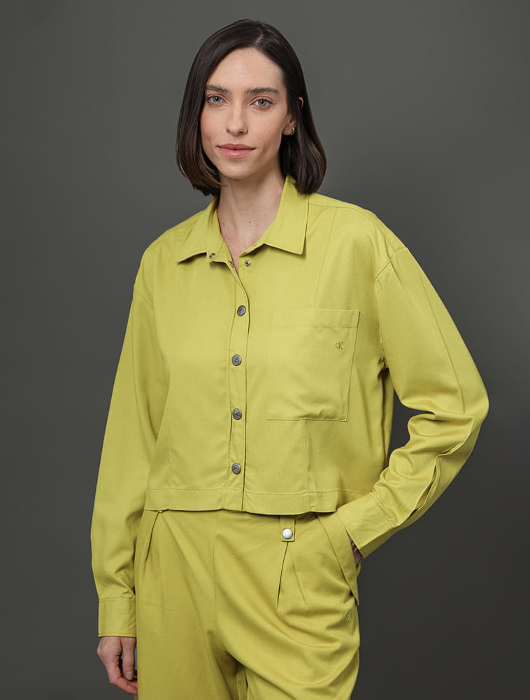 Camisa Feminina Nervura Calvin Klein Jeans - Verde Pistache