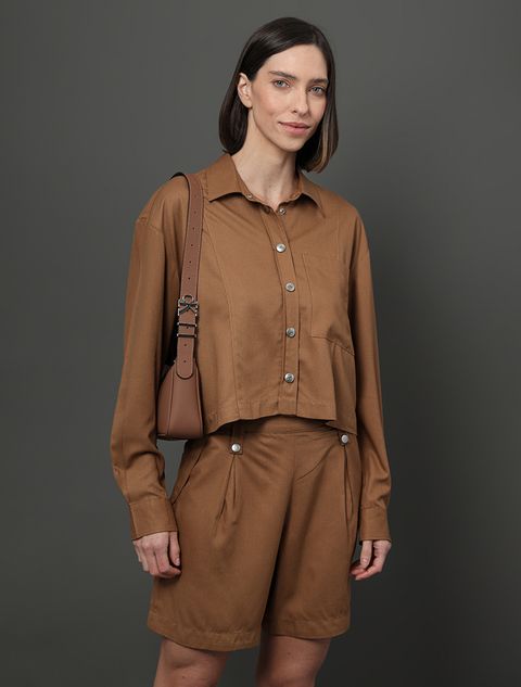 Camisa Feminina Nervura Calvin Klein Jeans - Havana — Calvin Klein