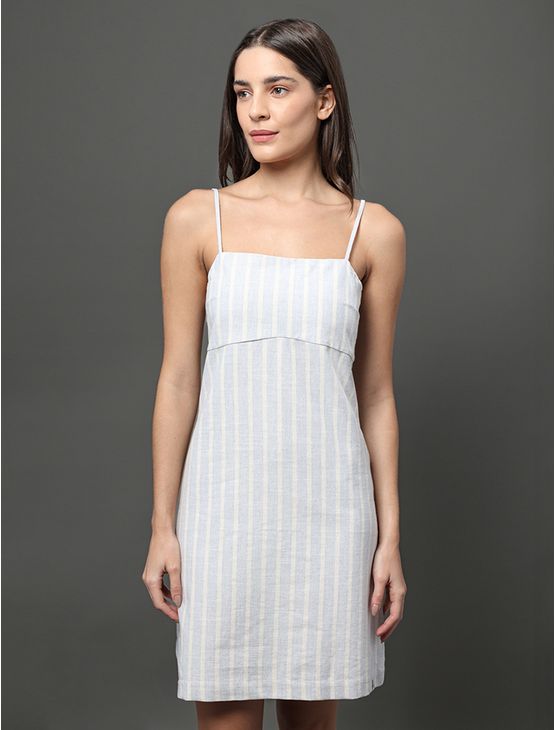 Vestido Feminino Listrado Amarração Calvin Klein Jeans - Lavanda Vestido Feminino Listrado Amarração Calvin Klein Jeans Lavanda 42