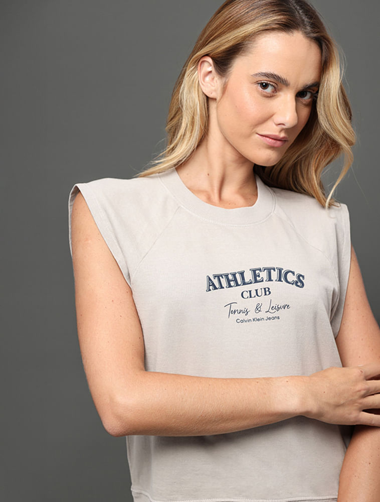 Camiseta Feminina Athletics Calvin Klein Jeans - Caqui Claro