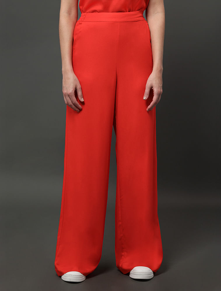 Calça Feminina Super Wide Leg Calvin Klein Jeans - Vermelho