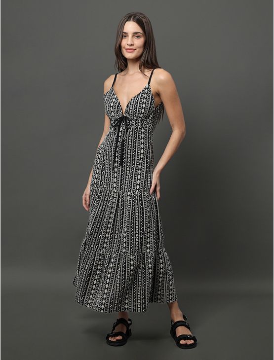 Vestido Feminino Midi de Laise Calvin Klein Jeans - Preto Vestido Feminino Midi de Laise Calvin Klein Jeans Preto 36