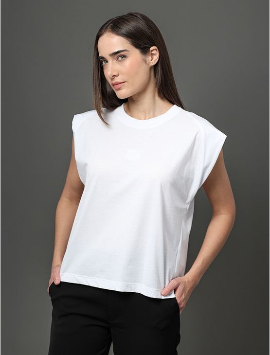 Camiseta Feminina Malha Leve Calvin Klein - Branco 2 Camiseta Feminina Malha Leve Calvin Klein Branco 2 m