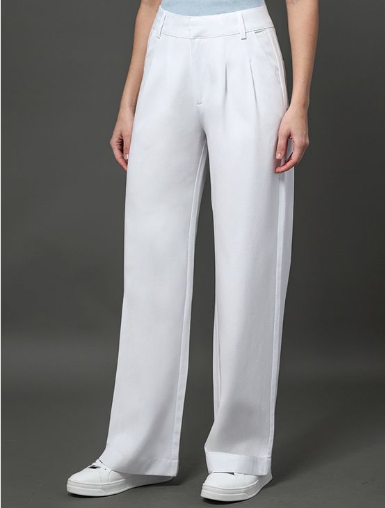 Calça Feminina Pantalona Linho Misto Calvin Klein - Branco Calça Feminina Pantalona Linho Misto Calvin Klein Branco 42