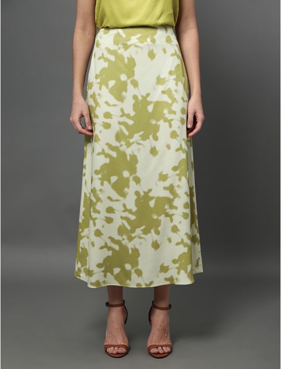 Saia Midi Evasê Acetinada Calvin Klein - Saia Midi Evasê Acetinada Calvin Klein 40
