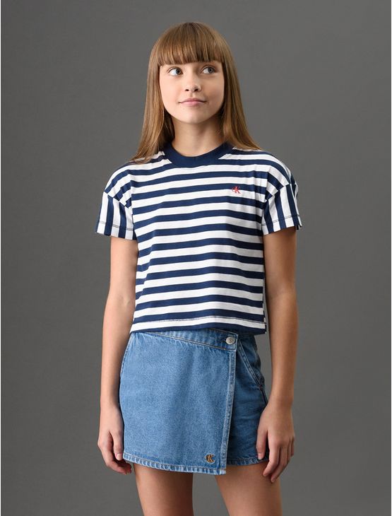Camiseta Menina Listrada Calvin Klein Jeans - Marinho Camiseta Menina Listrada Calvin Klein Jeans Marinho 6