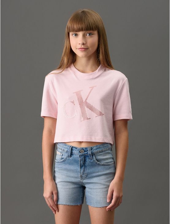 Camiseta Menina Foil Calvin Klein Jeans - Rosa Claro Camiseta Menina Foil Calvin Klein Jeans Rosa Claro 6