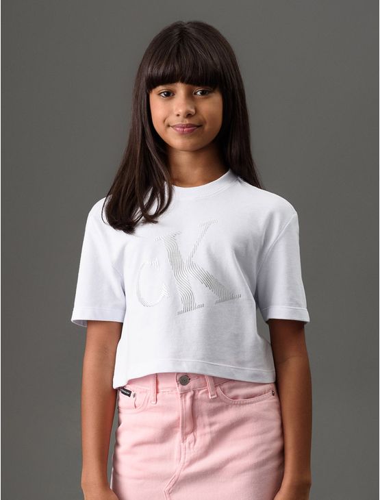 Camiseta Menina Foil Calvin Klein Jeans - Branco Camiseta Menina Foil Calvin Klein Jeans Branco 6
