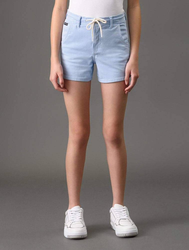 Shorts Color Cintura Alta Com Cadarço - Lavanda