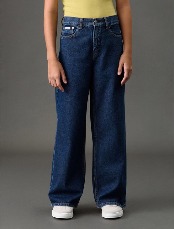 Calça Jeans Menina Wide Leg Calvin Klein Jeans - Marinho Calça Jeans Menina Wide Leg Calvin Klein Jeans Marinho 10