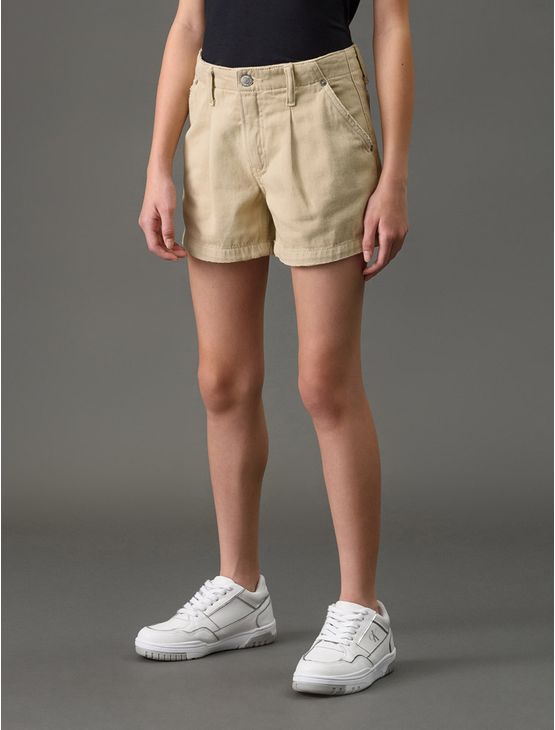 Shorts Menina Color Com Pregas Calvin Klein Jeans - Caqui Claro Shorts Menina Color Com Pregas Calvin Klein Jeans Caqui Claro 8