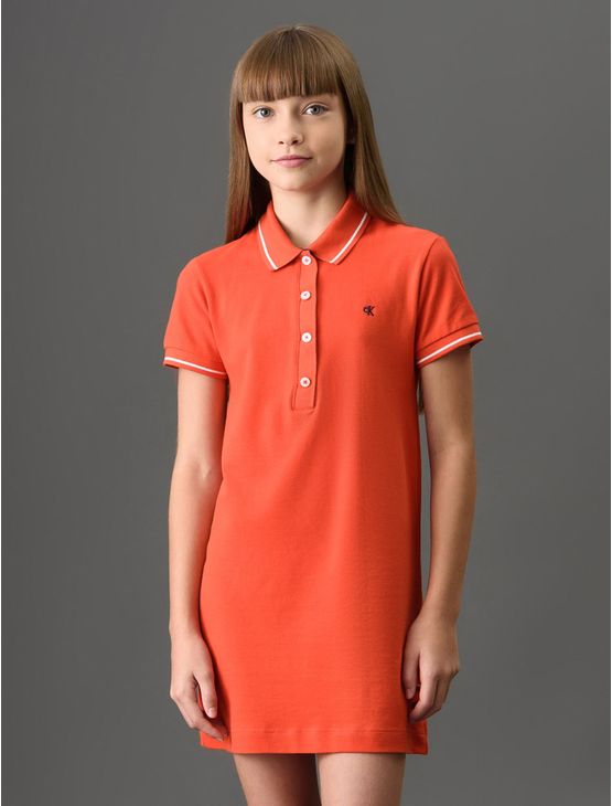 Vestido Menina Polo Piquet Calvin Klein Jeans - Vermelho Vestido Menina Polo Piquet Calvin Klein Jeans Vermelho 16