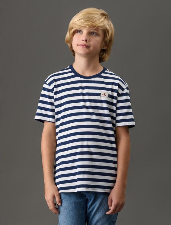 Camiseta Menino Listrado Navy Calvin Klein Jeans - Marinho Camiseta Menino Listrado Navy Calvin Klein Jeans Marinho 6