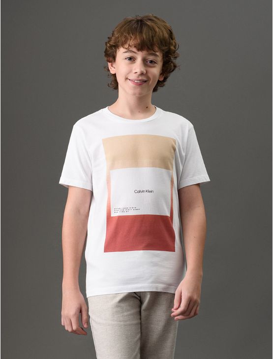 Camiseta Menino Sunset Overlay Calvin Klein Jeans - Branco Camiseta Menino Sunset Overlay Calvin Klein Jeans Branco 6