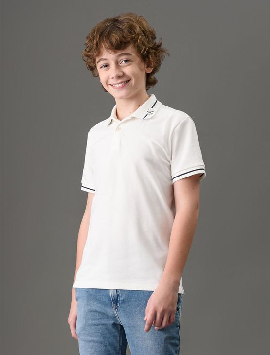 Polo Menino Logo Calvin Klein Jeans - Off White Polo Menino Logo Calvin Klein Jeans Off White 8