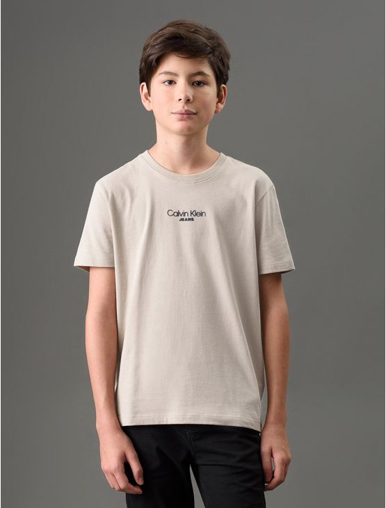 Camiseta Menino Logo Calvin Klein Jeans - Caqui Claro Camiseta Menino Logo Calvin Klein Jeans Caqui Claro 6