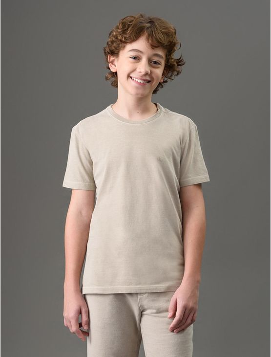 Camiseta Menino Monogram Pigmento Calvin Klein Jeans - Caqui Claro Camiseta Menino Monogram Pigmento Calvin Klein Jeans Caqui Claro 6