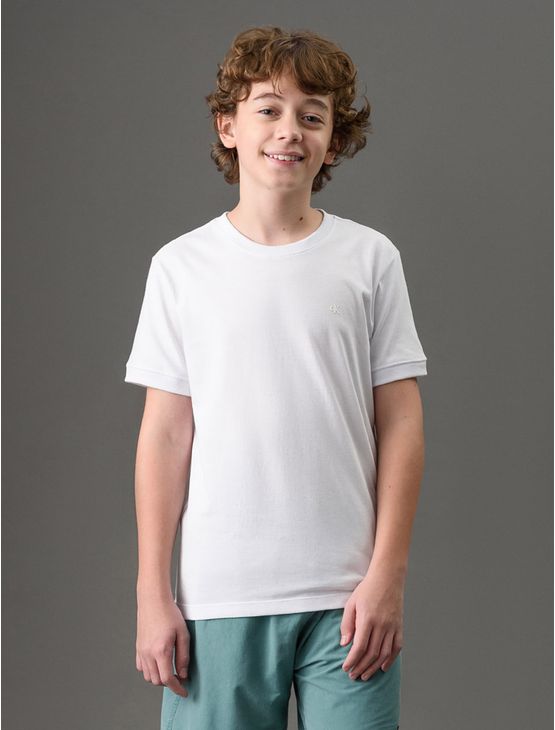 Camiseta Menino Malhão Com Punhos Calvin Klein Jeans - Branco Camiseta Menino Malhão Com Punhos Calvin Klein Jeans Branco 8