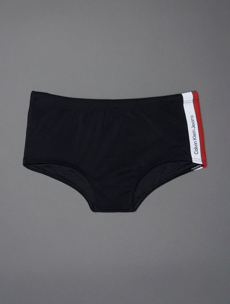 Sunga Menino Trunk Faixa Bicolor Calvin Klein Swimwear - Preto