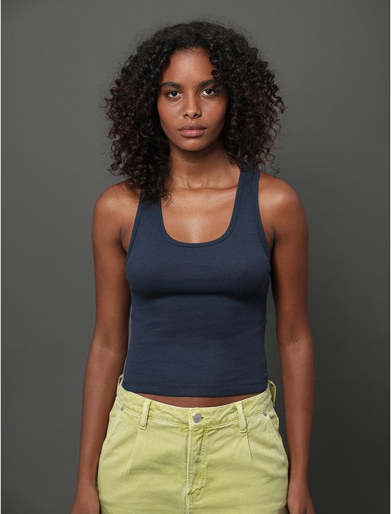 Regata Feminina Nadador Ribana Calvin Klein Jeans - Marinho Regata Feminina Nadador Ribana Calvin Klein Jeans Marinho Gg