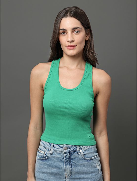 Regata Feminina Nadador Ribana Calvin Klein Jeans - Verde Médio Regata Feminina Nadador Ribana Calvin Klein Jeans Verde Médio Gg