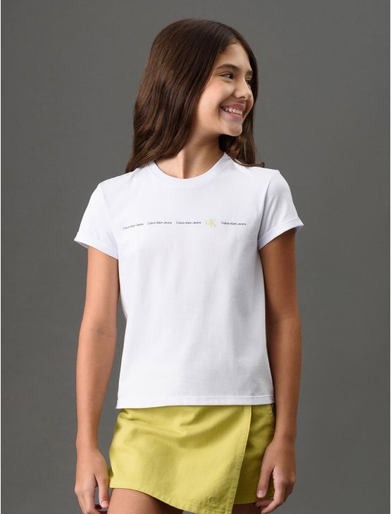 Camiseta Menina Algodão Orgânico Calvin Klein Jeans - Branco 2 Camiseta Menina Algodão Orgânico Calvin Klein Jeans Branco 2 6