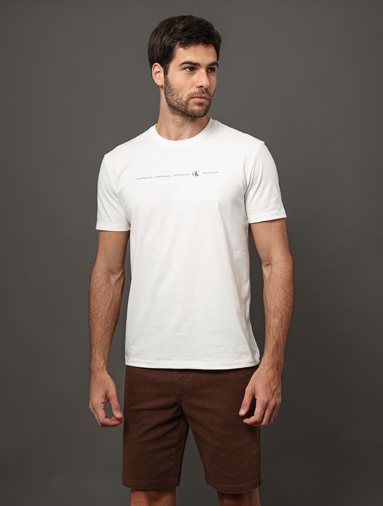 Camiseta Masculina Logo Calvin Klein Jeans - Off White