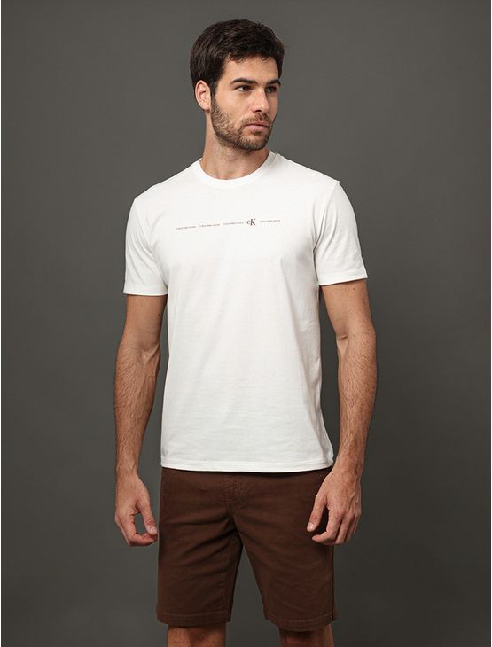 Camiseta Masculina Logo Calvin Klein Jeans - Off White Camiseta Masculina Logo Calvin Klein Jeans Off White Pp