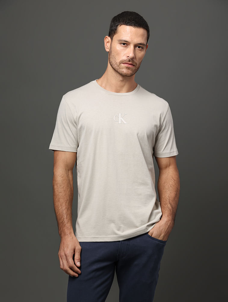 Camiseta Masculina Rubber Patch Calvin Klein Jeans - Caqui Claro