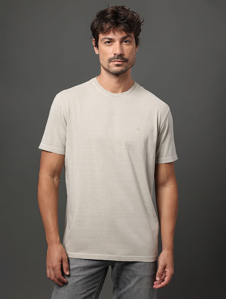 Camiseta Masculina Monogram Pigmento Calvin Klein Jeans - Caqui Claro