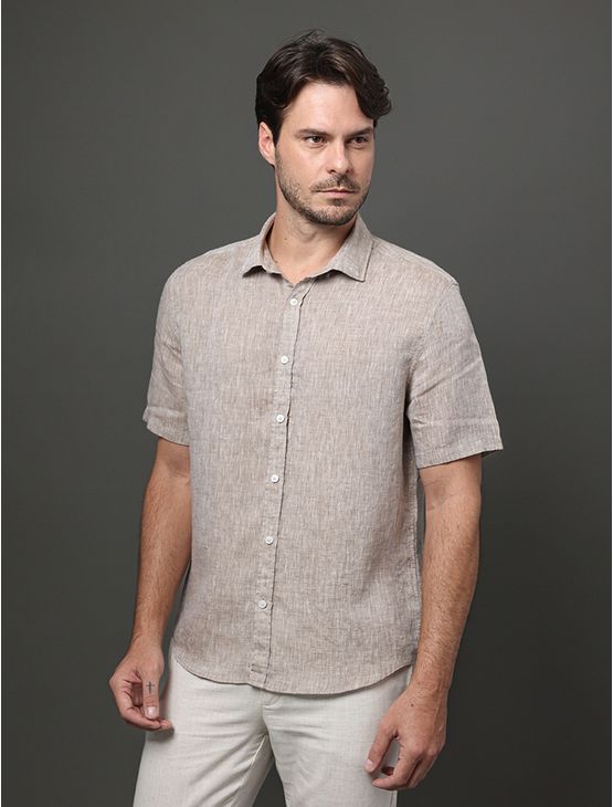 Camisa Masculina Cannes Linen Calvin Klein - Marrom Camisa Masculina Cannes Linen Calvin Klein Marrom 4