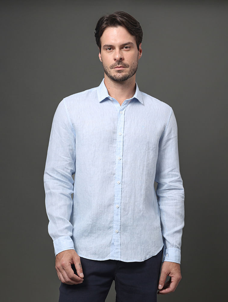 Camisa Masculina Cannes Linen Calvin Klein - Azul Claro