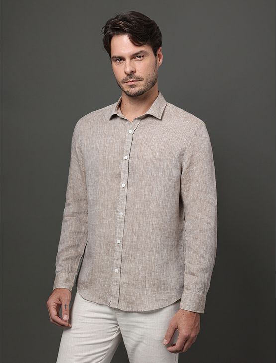 Camisa Masculina Cannes Linen Calvin Klein - Marrom Camisa Masculina Cannes Linen Calvin Klein Marrom 6