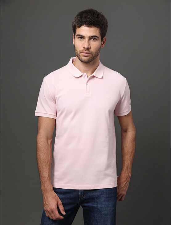 Polo Masculina Regular Sem Friso Calvin Klein - Rosa Claro Polo Masculina Regular Sem Friso Calvin Klein Rosa Claro Pp