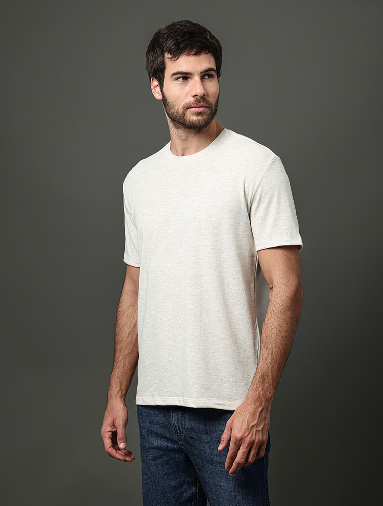 Camiseta Masculina Linho Calvin Klein Jeans - Off White