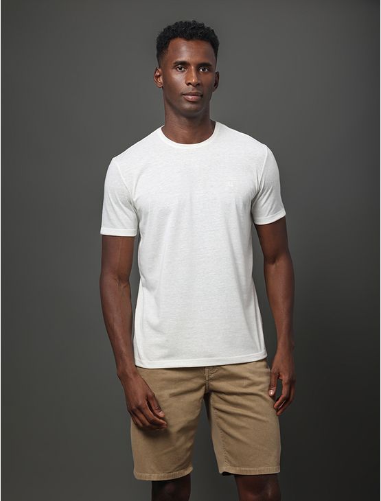 Camiseta Masculina Botonê Calvin Klein Jeans - Off White Camiseta Masculina Botonê Calvin Klein Jeans Off White g