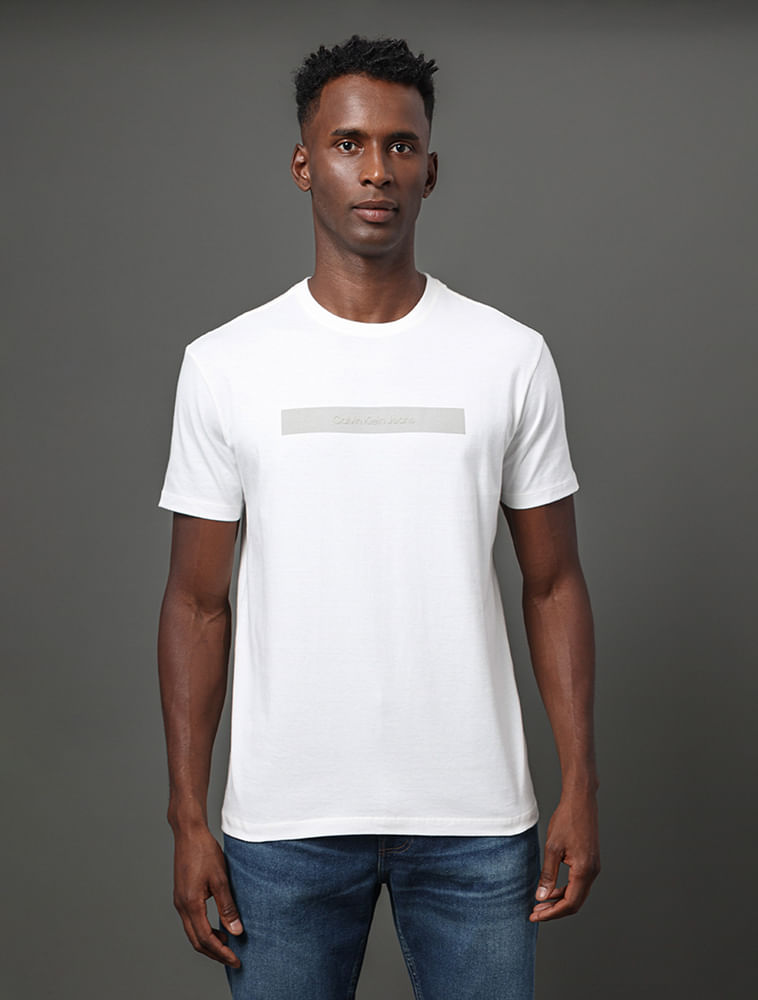 Camiseta Masculina Logo Sport Calvin Klein Jeans - Off White