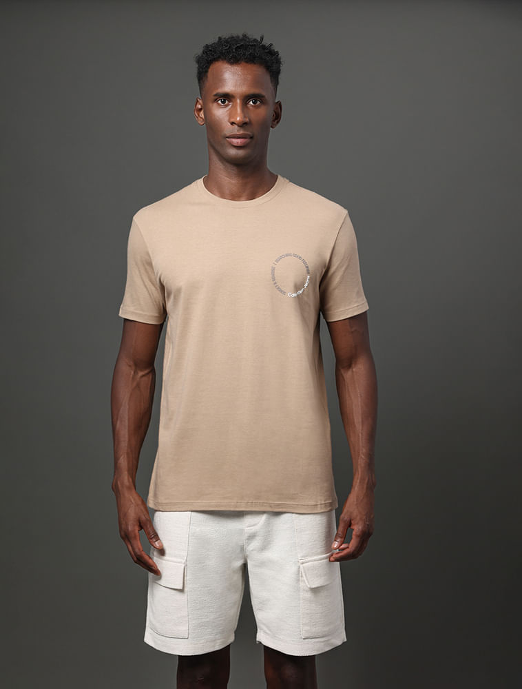 Camiseta Masculina Sunset & Sunrise Calvin Klein Jeans - Caqui Medio