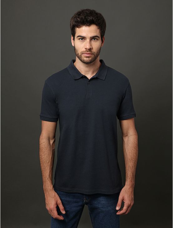 Polo Masculina Textura Calvin Klein Jeans - Marinho Polo Masculina Textura Calvin Klein Jeans Marinho p