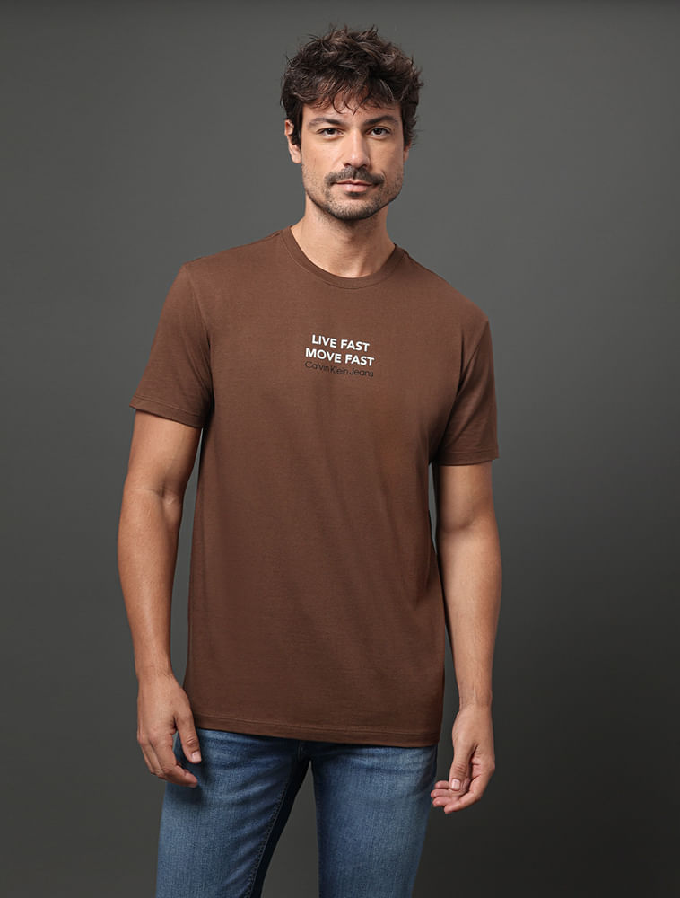 Camiseta Masculina Live Fast Calvin Klein Jeans - Marrom