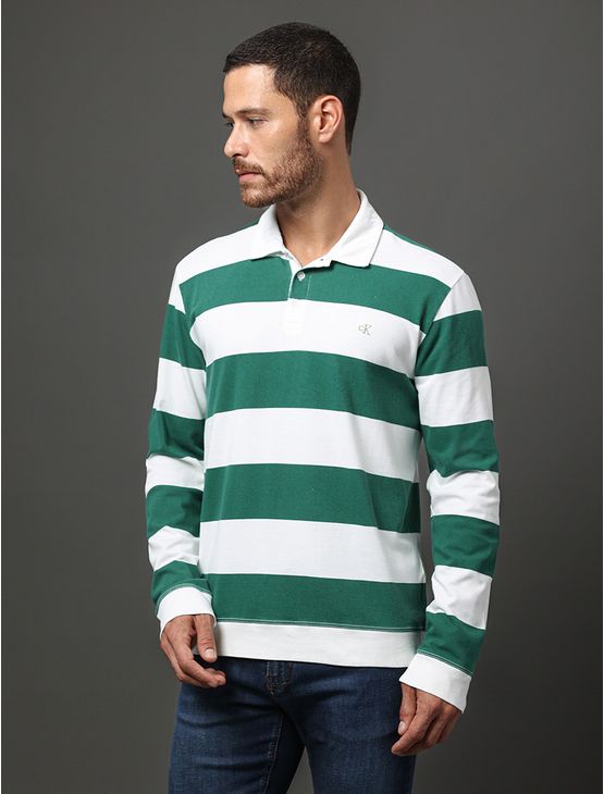 Polo Masculina Rugby Listrada Calvin Klein Jeans – Verde Médio Polo Masculina Rugby Listrada Calvin Klein Jeans Verde Médio m