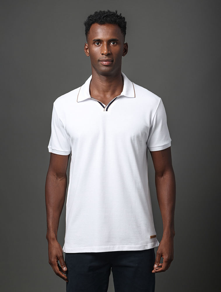 Polo Masculina Listras Calvin Klein Jeans - Branco