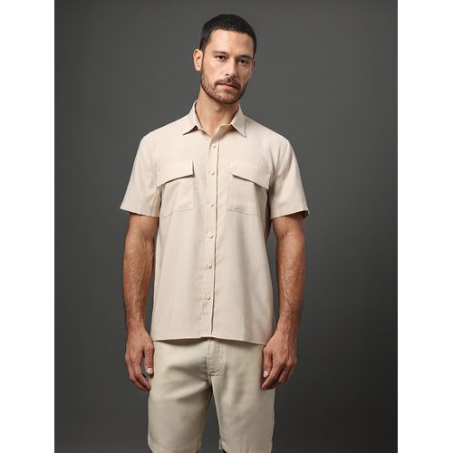 Camisa Masculina Liocel com Bolsos Calvin Klein Jeans - Caqui Claro