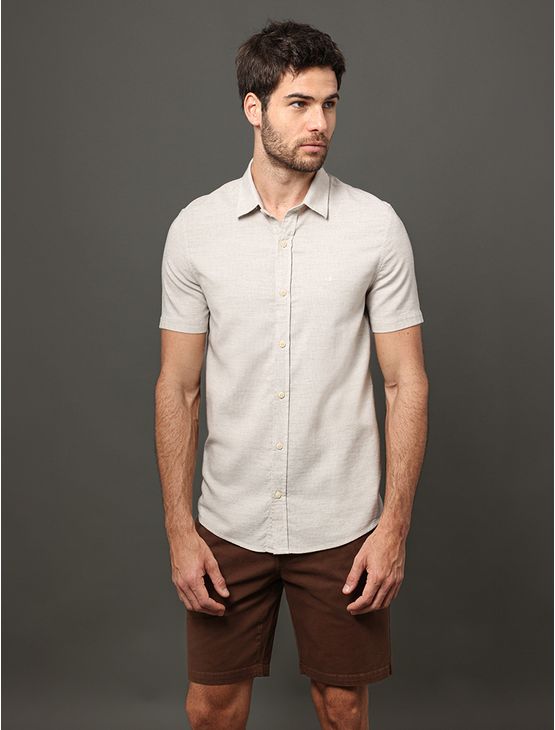 Camisa Masculina Tela Calvin Klein Jeans - Off White Camisa Masculina Tela Calvin Klein Jeans Off White p